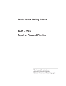 Public Service Staffing Tribunal 2008 – 2009 Report on Plans and Priorities