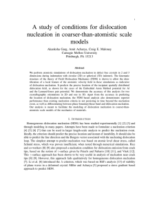 A study of conditions for dislocation nucleation in coarser-than-atomistic scale models