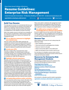 Resume Guidelines: Enterprise Risk Management