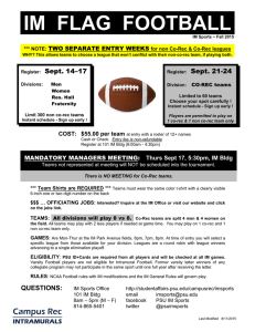 IM  FLAG  FOOTBALL TWO SEPARATE ENTRY WEEKS  *** NOTE: