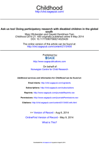 Childhood  Ask us too! Doing participatory research with disabled children in... south