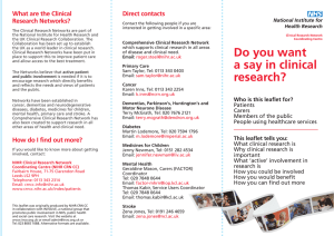 Direct contacts What are the Clinical Research Networks?
