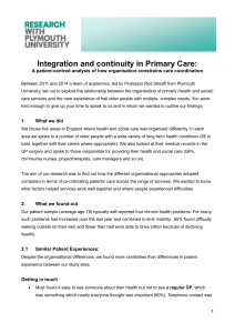 Integration and continuity in Primary Care: