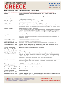 Summer and Fall 2016 Dates and Deadlines