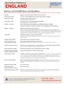 Summer and Fall 2016 Dates and Deadlines