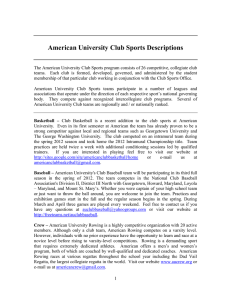 American University Club Sports Descriptions