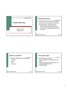 Project planning Planning process