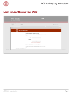 Login to LEARN using your CWID AOC Activity Log Instructions Page 1