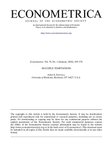Econometrica University of Rochester, Rochester, NY 14627, U.S.A. MULTIPLE TEMPTATIONS J