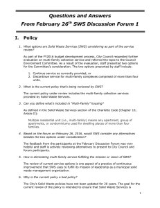 Questions and Answers From February 26 SWS Discussion Forum 1 I.  Policy