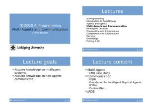Lectures TDDD10	AI	Programming Multi-Agents	and	Communication