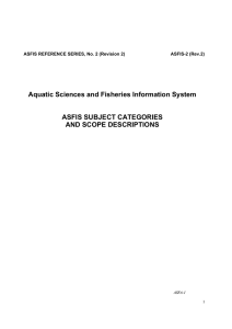 Aquatic Sciences and Fisheries Information System ASFIS SUBJECT CATEGORIES AND
