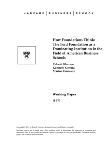 How Foundations Think: The Ford Foundation as a Dominating Institution in the
