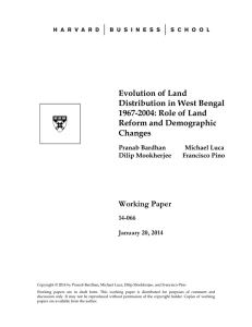 Evolution of Land Distribution in West Bengal 1967-2004: Role of Land