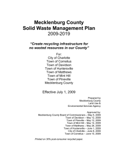 Mecklenburg County Solid Waste Management Plan  2009-2019