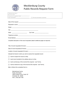 Mecklenburg County Public Records Request Form