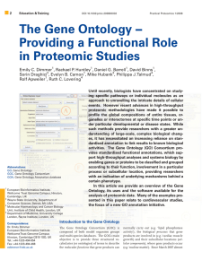 The Gene Ontology − Providing a Functional Role in Proteomic Studies