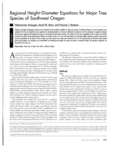 Regional Height-Diameter Equations for Maior Tree Species of Southwest Oregon J.