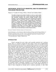 bioresources. com ANTIFUNGAL EFFECTS OF HINOKITIOL AND ITS SODIUM SALT FOR WOOD PROTECTION