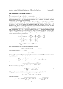 The maximum entropy framework Lecture notes: Statistical Mechanics of Complex Systems