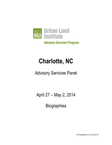 Charlotte, NC Advisory Services Panel April 27 – May 2, 2014