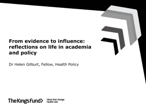 From evidence to influence: reflections on life in academia and policy