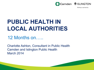 PUBLIC HEALTH IN LOCAL AUTHORITIES 12 Months on…..