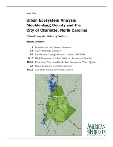 Urban Ecosystem Analysis  Mecklenburg County and the City of Charlotte, North Carolina