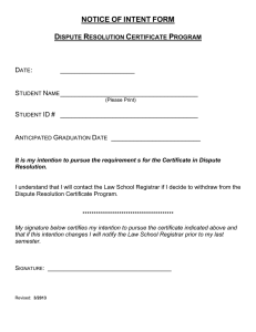 NOTICE OF INTENT FORM