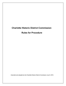 Charlotte Historic District Commission Rules for Procedure