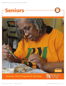 Seniors Summer 2014 Programs &amp; Activities Mecklenburg County Park &amp; Recreation 67