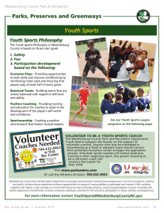 Youth Sports Parks, Preserves and Greenways Youth Sports Philosophy