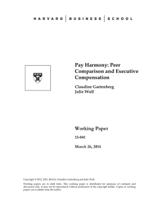 Pay Harmony: Peer Comparison and Executive Compensation Working Paper