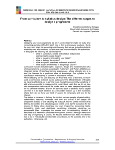 From curriculum to syllabus design: The different stages to