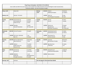Final Exam Schedule, Fall 2012 (7/11/2012)