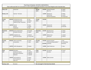 Final Exam Schedule, Fall 2011 (10/24/2011)