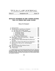 TULSA LAW JOURNAL Bruce M. Kramert ROYALTY INTEREST IN THE UNITED STATES: