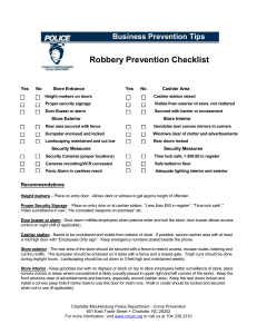Robbery Prevention Checklist Business Prevention Tips