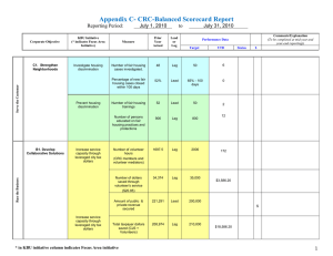 Appendix C- CRC-Balanced Scorecard Report July 1, 2010 July 31, 2010 Reporting Period: