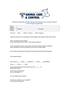 Charlotte-Mecklenburg Police Department Animal Care &amp; Control Division Foster Program Application