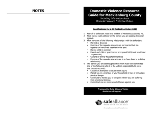NOTES Domestic Violence Resource Guide for Mecklenburg County Including Information about