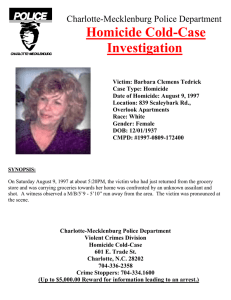 Homicide Cold-Case Investigation Charlotte-Mecklenburg Police Department