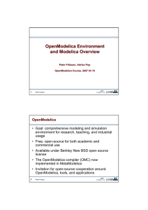 OpenModelica Environment and Modelica Overview