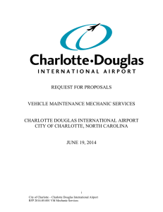 REQUEST FOR PROPOSALS VEHICLE MAINTENANCE MECHANIC SERVICES CHARLOTTE DOUGLAS INTERNATIONAL AIRPORT