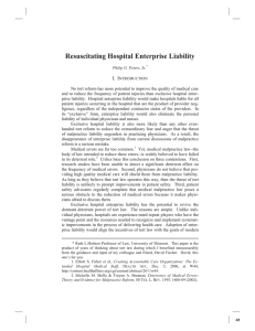 Resuscitating Hospital Enterprise Liability I. I