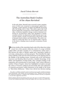 The Australian Bank Crashes of the 1890s Revisited David Tolmie Merrett