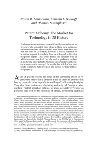 Patent Alchemy: The Market for Technology in US History and Dhanoos Sutthiphisal