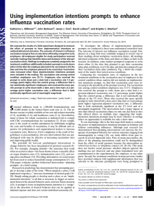 Using implementation intentions prompts to enhance inﬂuenza vaccination rates Katherine L. Milkman