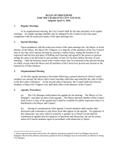 At its organizational meeting, the City Council shall fix the... meetings.    Its regular meeting schedule may be... RULES OF PROCEDURE