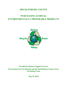 MECKLENBURG COUNTY  PURCHASING GUIDE for ENVIRONMENTALLY PREFERABLE PRODUCTS